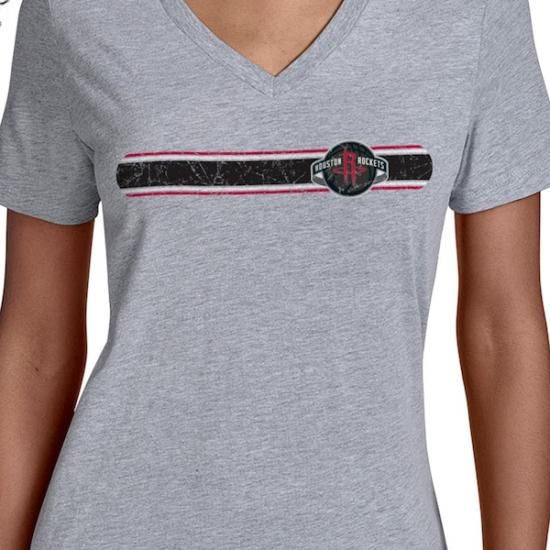 ヒューストンロケッツ スターター レディース チーム ストライプ Vネック Tシャツ - グレー イメージ3