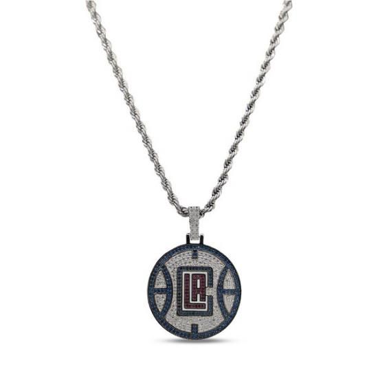ロサンゼルスクリッパーズ GLD 14K ホワイト ゴールド ロゴ ペンダント & 20