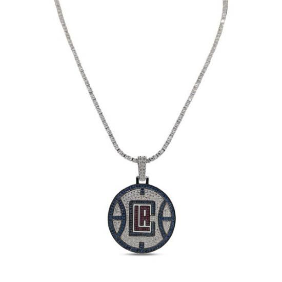 ロサンゼルスクリッパーズ GLD 14K ホワイト ゴールド ロゴ ペンダント & 20