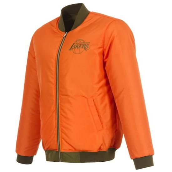 ロサンゼルス・レイカーズ JH デザイン ナイロン フル-ジップ Bomber ジャケット - グリ イメージ3