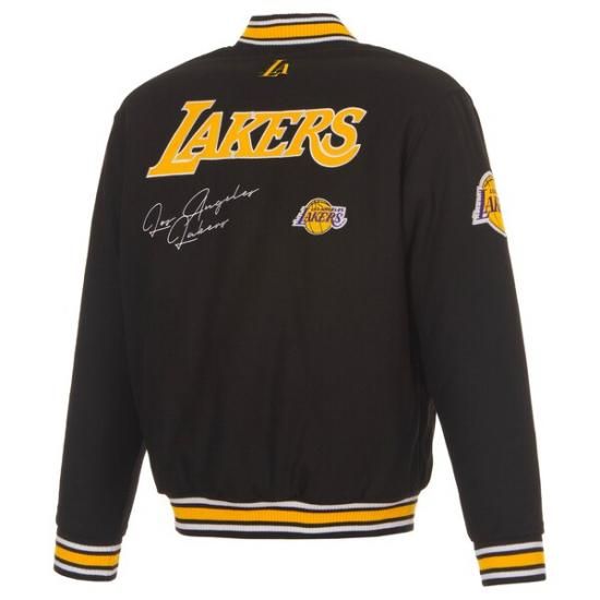ロサンゼルス・レイカーズ JH デザイン リバーシブル ウール フル-Snap ジャケット - ブラ イメージ4