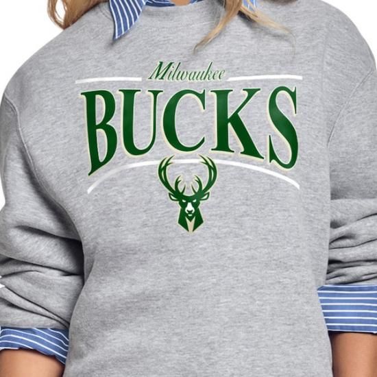 ミルウォーキーバックス スターター レディース アーチ ストライプ フリース クルーneck スウェ イメージ3