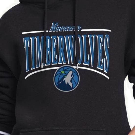 ミネソタティンバーウルブズ スターター レディース アーチ ストライプ フリース パーカー - ブラ イメージ3