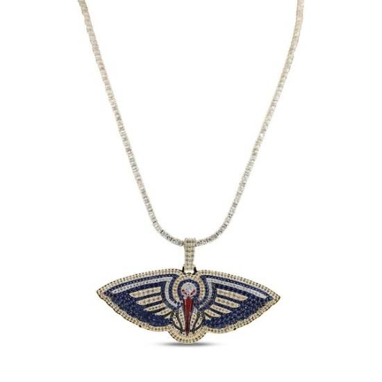 ニューオーリンズペリカンズ GLD 18K イエロー ゴールド ロゴ ペンダント & 20