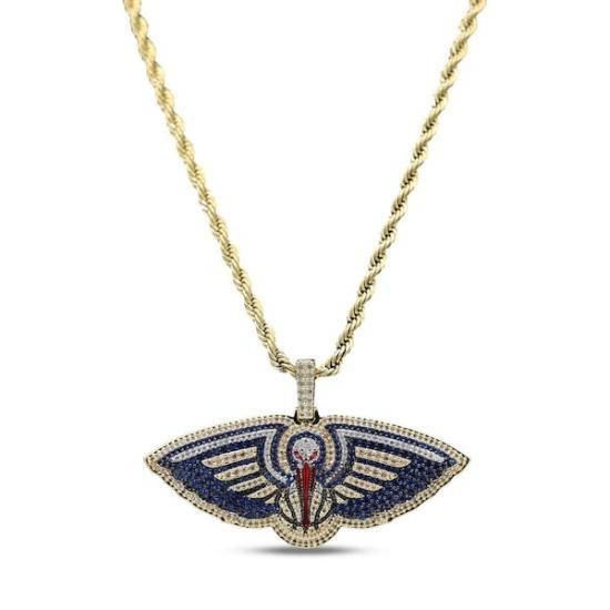 ニューオーリンズペリカンズ GLD 18K イエロー ゴールド ロゴ ペンダント & 20