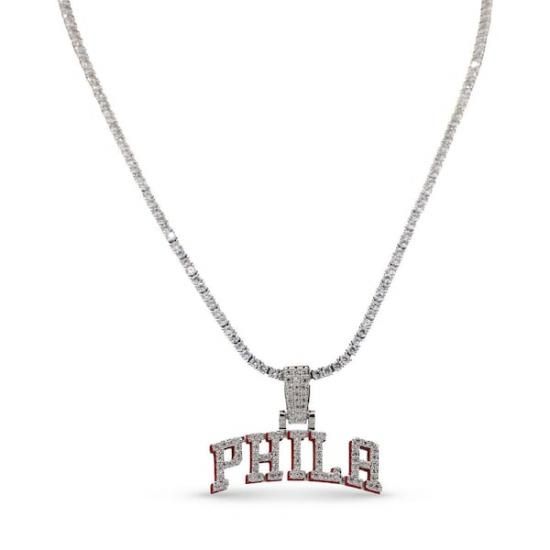 フィラデルフィアセブンティシクサーズ GLD 14K ホワイト ゴールド ロゴ ペンダント & 20 イメージ1