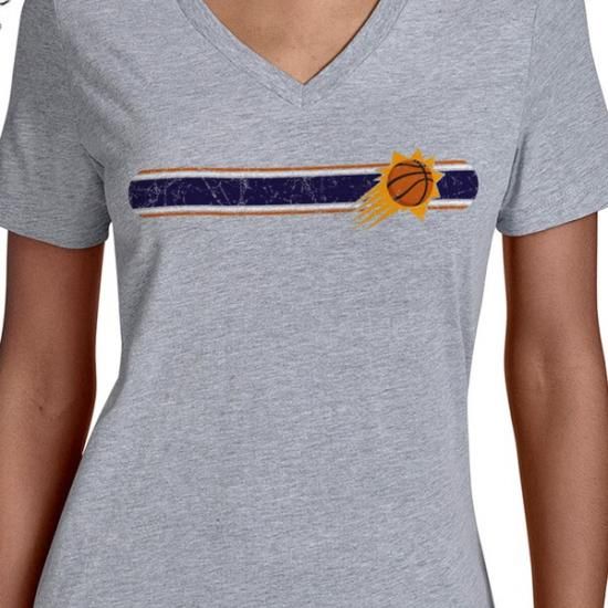 フェニックスサンズ スターター レディース チーム ストライプ Vネック Tシャツ - グレー イメージ3