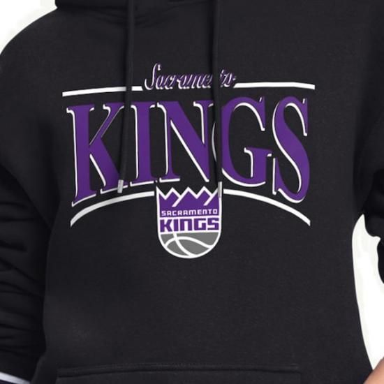 サクラメントキングス スターター レディース アーチ ストライプ フリース パーカー - ブラック イメージ3