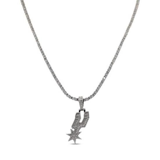 サンアントニオスパーズ GLD 14K ホワイト ゴールド ロゴ ペンダント & 20