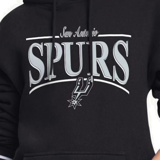 サンアントニオスパーズ スターター レディース アーチ ストライプ フリース パーカー - ブラック イメージ3