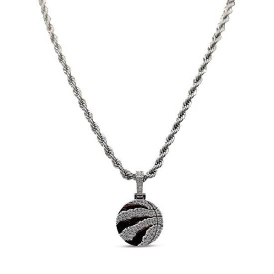 トロントラプターズ GLD 14K ホワイト ゴールド ロゴ ペンダント & 20