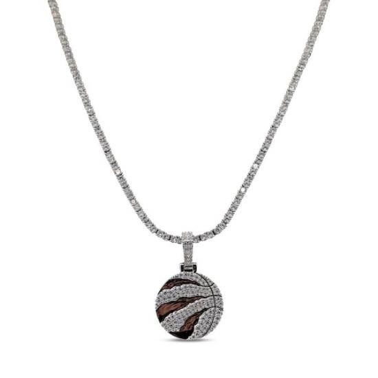 トロントラプターズ GLD 14K ホワイト ゴールド ロゴ ペンダント & 20