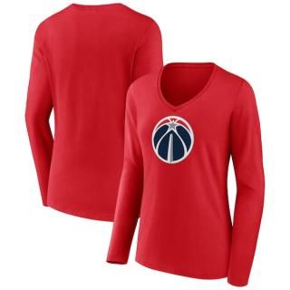 ワシントンウィザーズ レディース プライマリー ロゴ ロングスリーブ Vネック Tシャツ - レッド サムネイル
