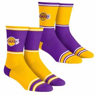 ロサンゼルス・レイカーズ Rock Em ソックス ユニセックス 2パック カラー ブロック クルー サムネイル