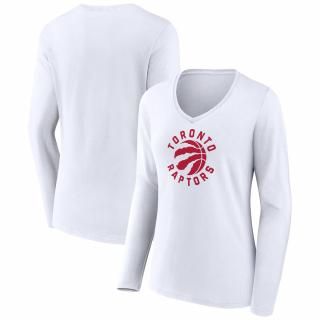 トロントラプターズ レディース オルタネート ロゴ Vネック ロングスリーブ Tシャツ - ホワイト サムネイル