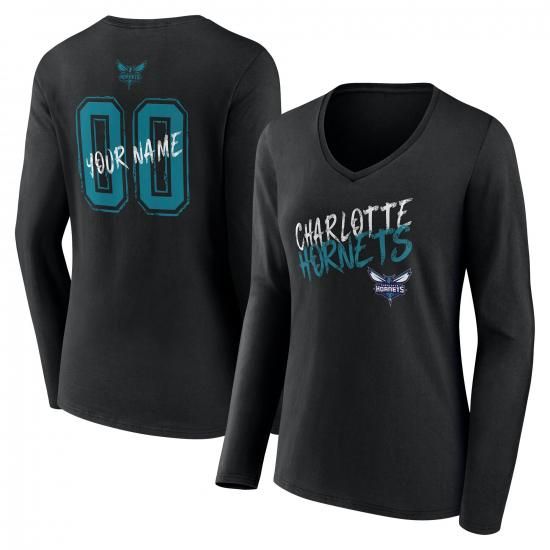 シャーロットホーネッツ レディース Hustle カスタム ロングスリーブ Vネック Tシャツ - イメージ1