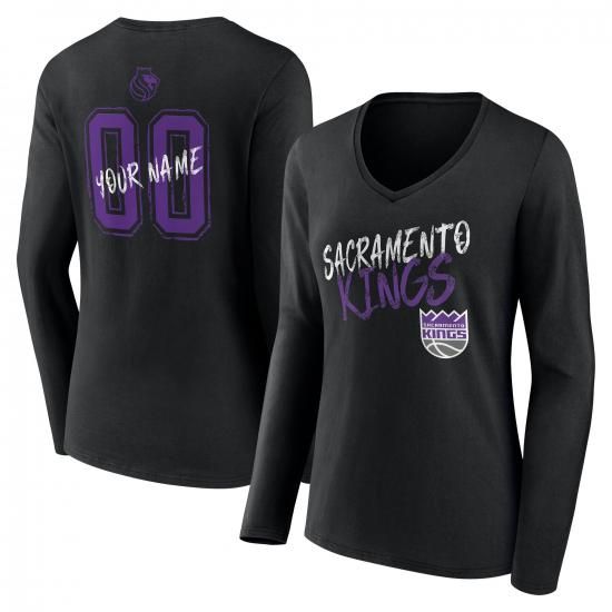 サクラメントキングス レディース Hustle カスタム ロングスリーブ Vネック Tシャツ - ブ イメージ1