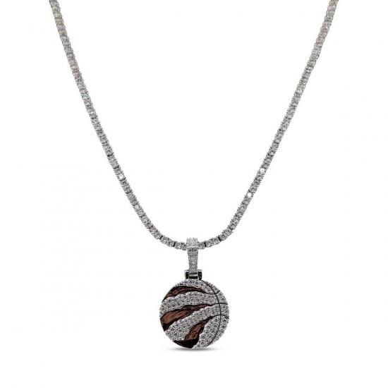 トロントラプターズ GLD 14K ホワイト ゴールド ロゴ ペンダント & 20