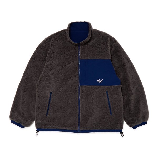 HighLife / Reversible Boa Jacket - GreyNavy -