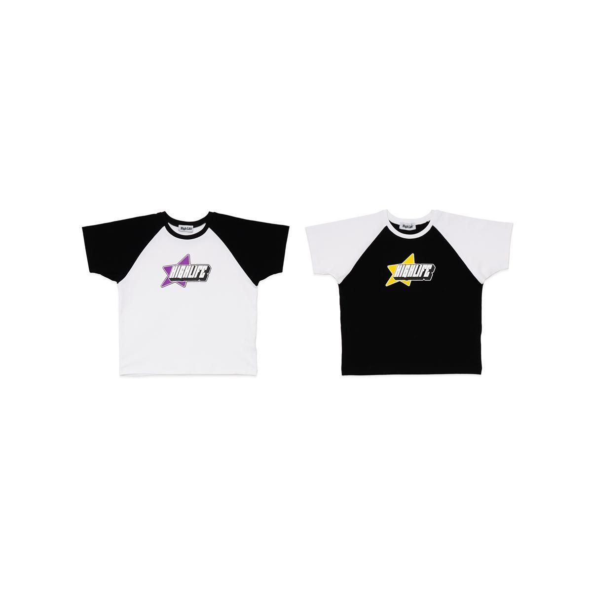 ハイライフ HIGH LIFE Tシャツ レディース ユニセックス S-M ブラック/ホワイト トップス 半袖 カットソー ラグラン プルオーバー Y2K Raglan Baby Tee HighLife / Y2K Raglan Baby Tee - Black - - HighLife Online