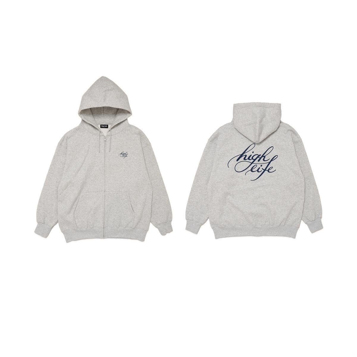 HighLife / Cursive Zip Hoodie - AshGrey - - HighLife Online Store
