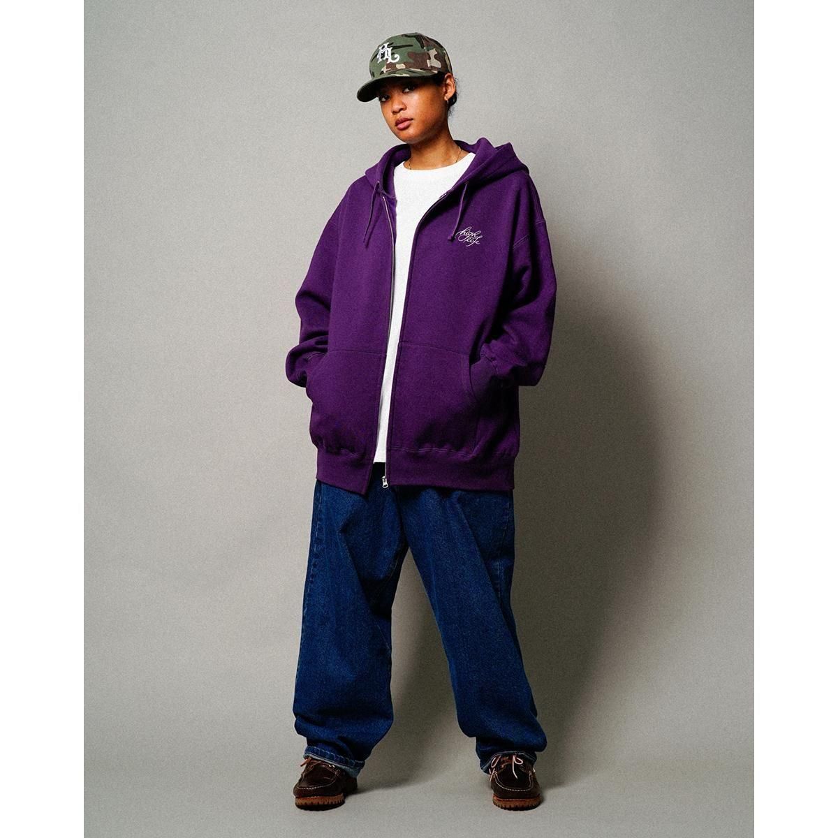HighLife / Cursive Zip Hoodie - Purple - - HighLife Online Store