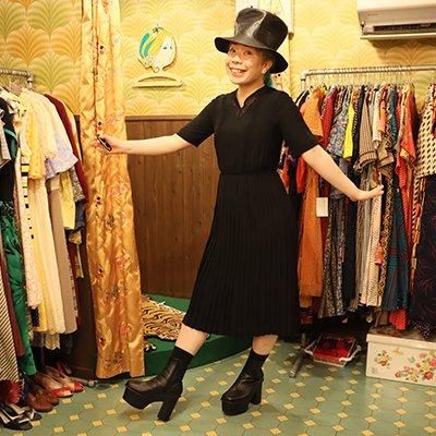 ワンピース】長袖 ロング丈 東京ソワール プリーツ 昭和レトロ 黒 古着 ロングワンピース/マキシワンピース