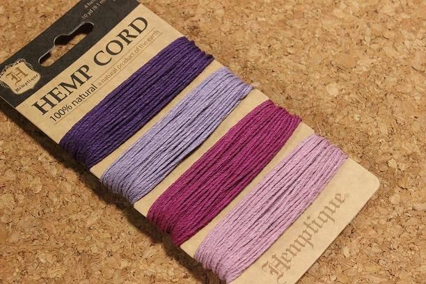 Hemp Cord 4色の麻ひも 濃紫 ピンク ベリー系 ラッピングひも ストライプ海外のひも