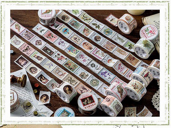 ミシン目つき 切手風マスキングテープ -全8種