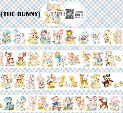 予約 特殊インク レトロアニマルマスキングテープ The Rabbit 和紙テープ