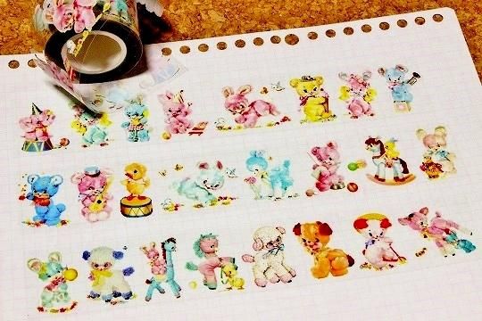 予約 特殊インク レトロアニマルマスキングテープ The Rabbit 和紙テープ 予約 特殊インク レトロアニマルマスキングテープ The Rabbit 和紙テープ