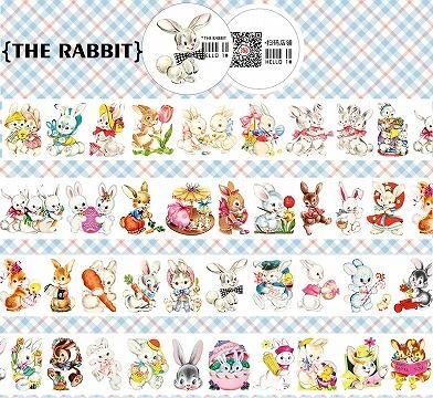 予約 特殊インク レトロアニマルマスキングテープ The Rabbit 和紙テープ