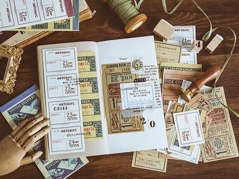 ヴィンテージチケット風☆ミシン目付きペーパー -選べる10種