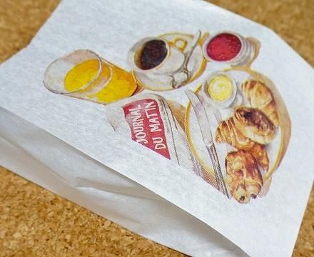 No.49 フランス マルシェ袋 クロワッサン柄のパン袋 ホワイト No.49 フランス マルシェ袋 クロワッサン柄のパン袋 ホワイト