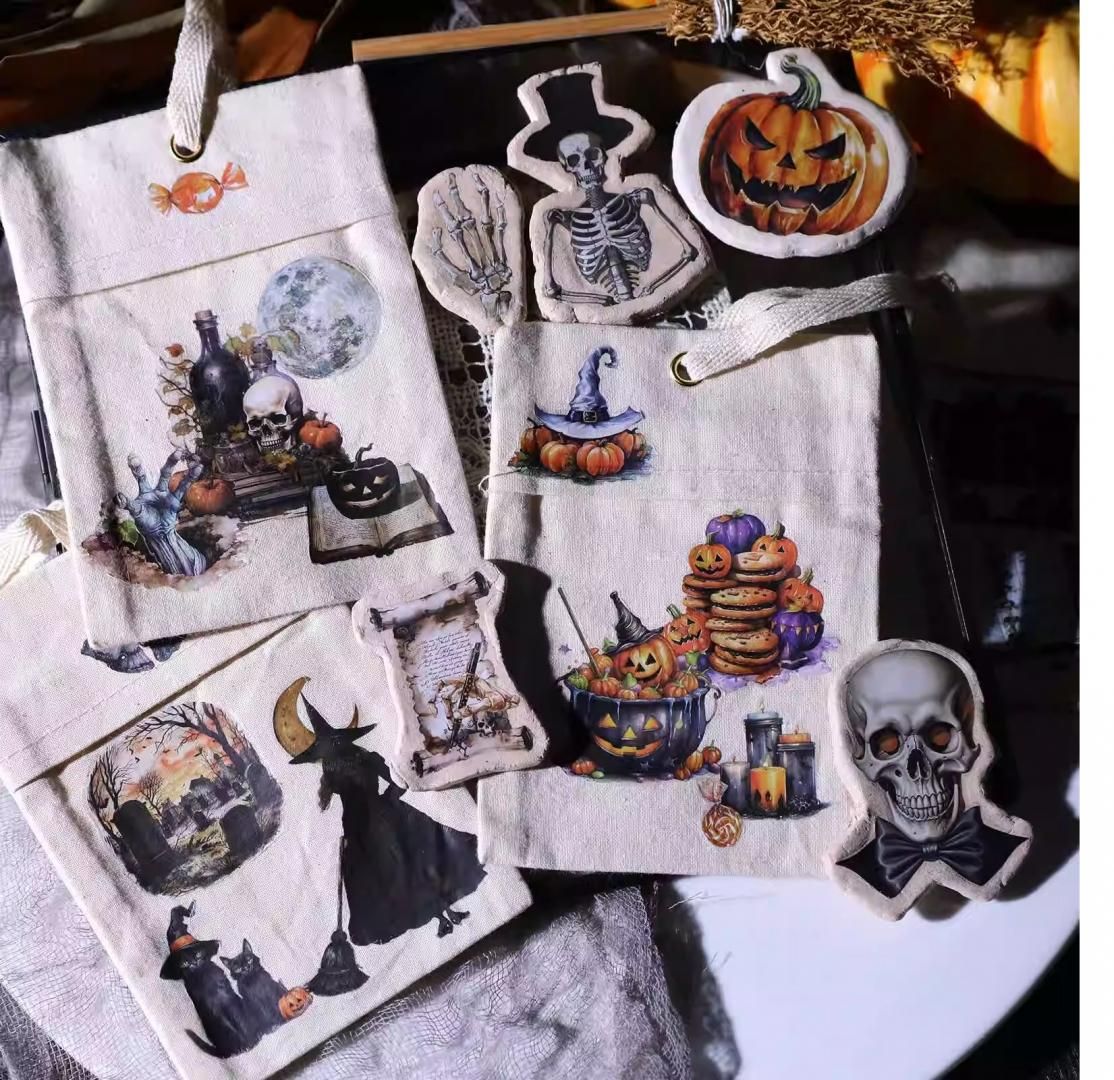 235 ユニーク 英字 オバケ 豪華 ハロウィン転写シート 転写シール -ハロウィンパーティー（シート大3枚）