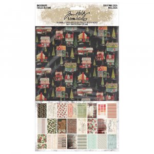 Tim Holtz Idea-Ology Backdrops Double-Sided Cardstock 6x10 24/Pkg -Christmas 2024