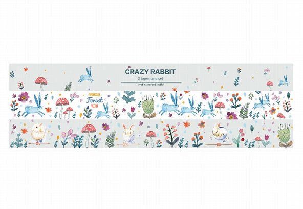 海外製 箱入りマスキングテープ -CRAZY RABBIT 二巻セット