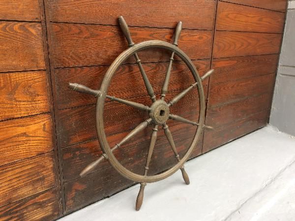 舵輪 真鍮製 φ84.5×H4 cm 雑貨 直径直径 高さ高さ