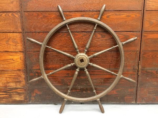 真鍮舵輪 舵輪 真鍮製 φ84.5×H4 cm 雑貨 直径直径 高さ高さ