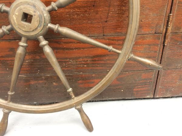 舵輪 真鍮製 φ84.5×H4 cm 雑貨 直径直径 高さ高さ