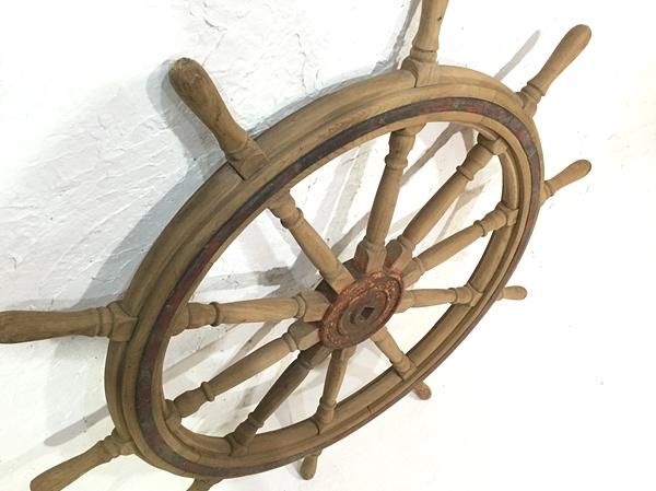 舵輪 大型家具 欅製 φ135×H7 cm 雑貨 アンティーク