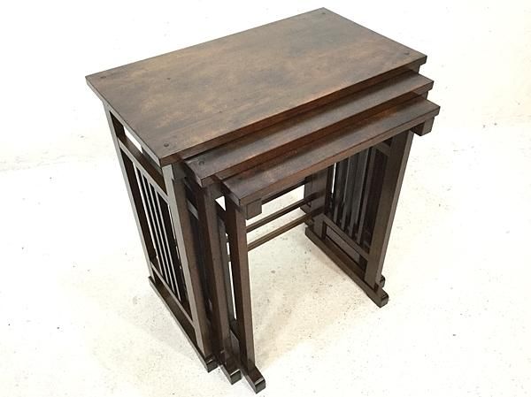 3台セット】アンティーク ネストテーブル｜落ち着いた色味の木製入れ子