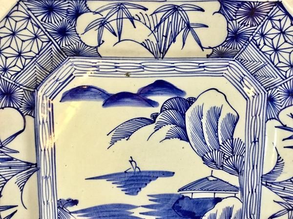 美品　年代物　染付　角皿　取り皿　５枚　当時物　淡い色合いの染付の絵柄が素敵 染付古波佐見 |正角皿S【 natural69】公式オンラインショップ