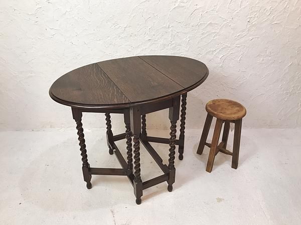 英国アンティーク木製ゲートレッグテーブル/ダイニング机バタフライ(91