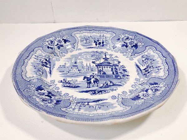 ブルーアンドホワイト アンティーク 平皿 プレート ディナー皿 飾り皿 