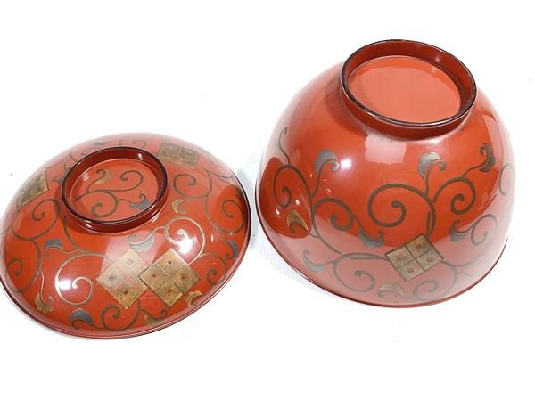 ⭐️ 川連漆器 松蒔絵 朱内朱 蓋付きお吸物椀2客& 幸窯 唐子椿文 正角皿⭐️ 吸物椀〈蔦〉｜吸物椀｜商品｜佐藤善六漆器店［川連漆器］