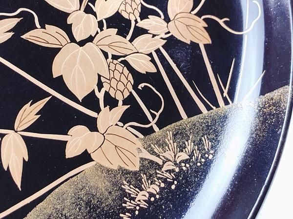 昭和初期 色絵『秋草野弁当団扇文』三つ足懐石大長皿(8客) 盛り皿豆長皿(8客) 昭和初期 色絵『秋草野弁当団扇文』三つ足懐石大長皿(8