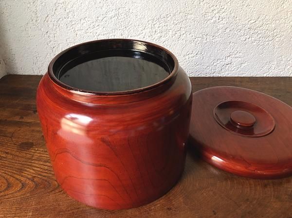 【昭和初期】　希少　飛騨春慶塗　炊飯2升　おひつ大型　古道具　漆器　アンティーク 飯櫃 漆器 大正から昭和初期 直径23cm 高さ17cm