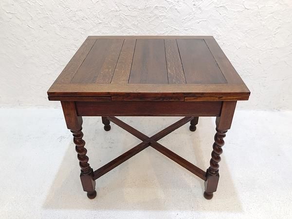 ツイストレッグのドローリーフテーブル｜アンティークオーク材