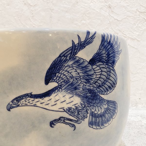 鳥柄の大火鉢(小さなカケあり) - 骨董・アンティーク・ヴィンテージの